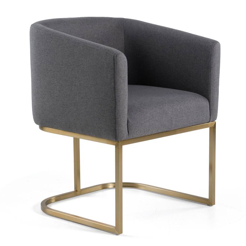 Modrest Yukon Modern Grey Fabric & Antique Brass Dining Chair