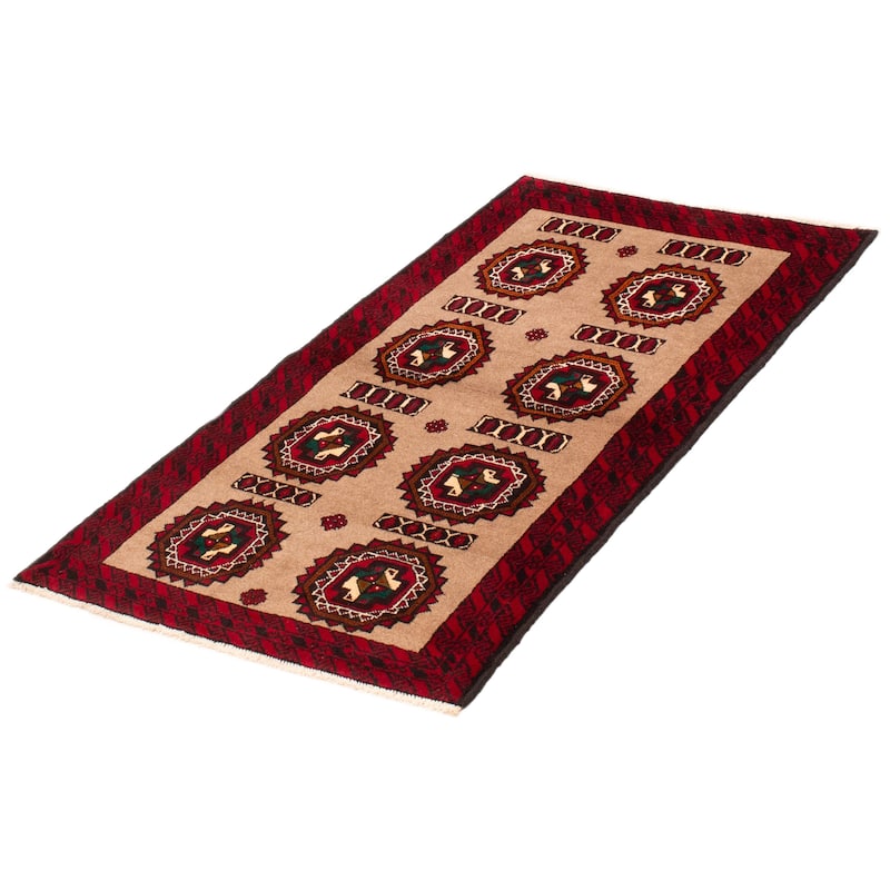 ECARPETGALLERY Hand-knotted Royal Baluch Tan Wool Rug - 3'3 x 5'7