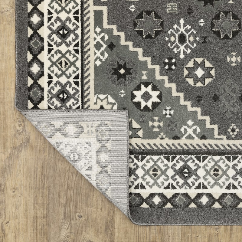 Style Haven Ripley Nomadic Tribal Grey/ Ivory Mixed Pile Area Rug