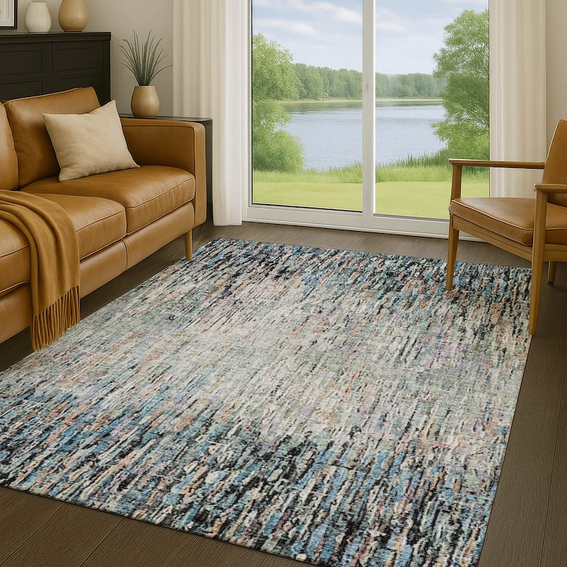 Machine Washable Indoor/ Outdoor Abstract Moxy Chantille Rug
