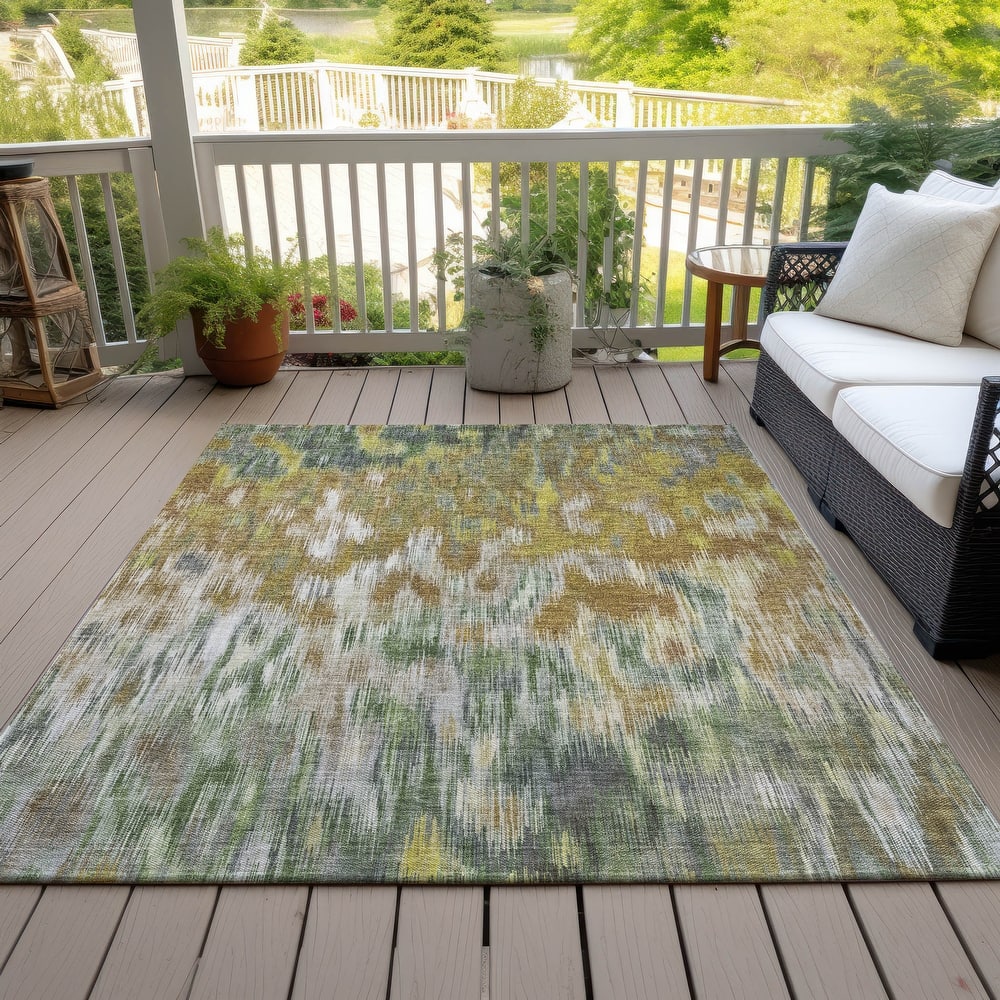 Machine Washable Indoor/Outdoor Modern Watercolor Chantille Rug