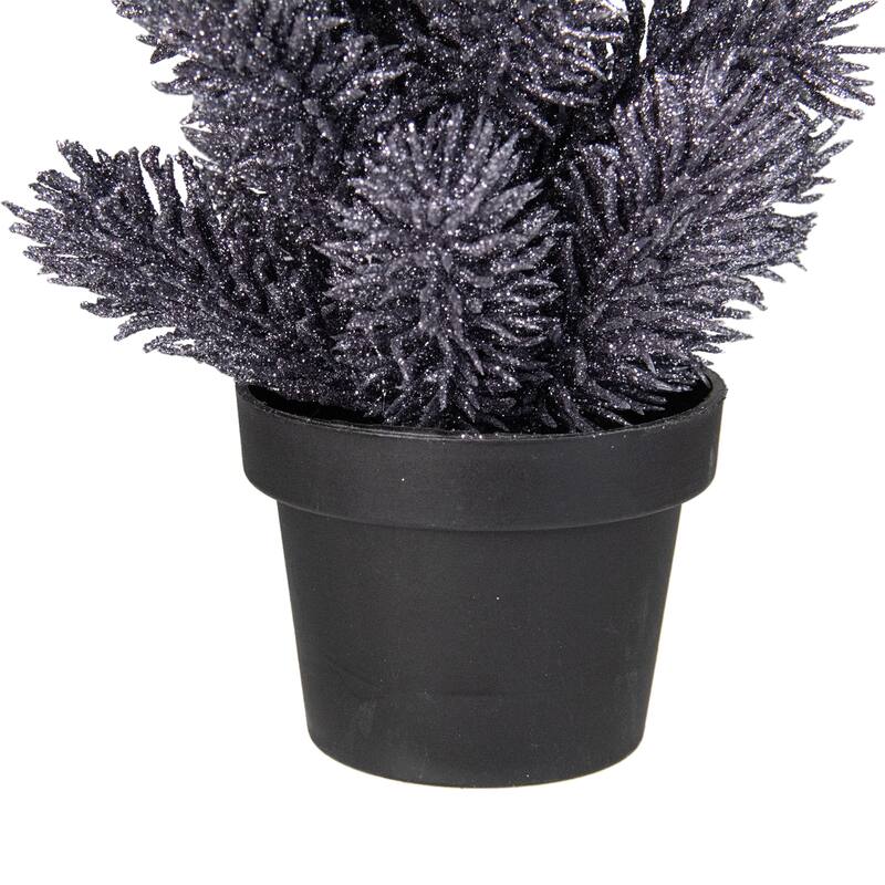 Potted Metallic Glitter Artificial Mini Pine Christmas Tree - 8.5" - Unlit - under-3-feet