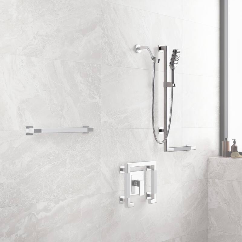 Seville Slide Bar ADA Compliant 500 lb Weight Capacity Slide Bar with Multi-function Handshower Left Polished Stainless Steel
