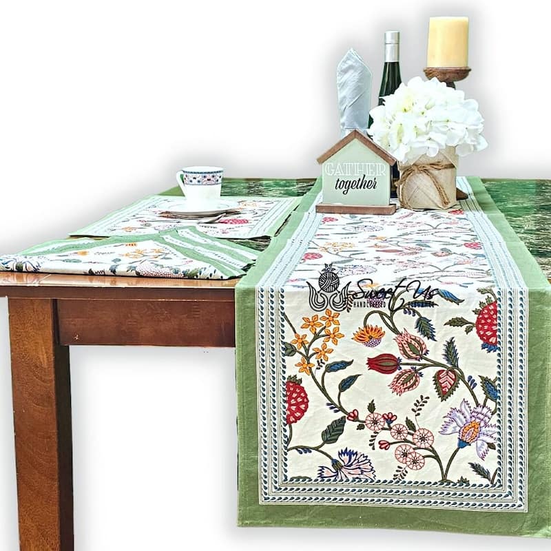 Cotton Floral Berry Print Tablecloth Collection - Runner