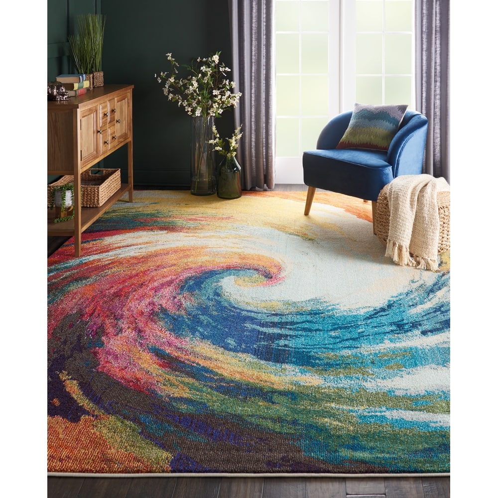 Nourison Celestial Abstract Modern Multicolored Colorful Wave Area Rug