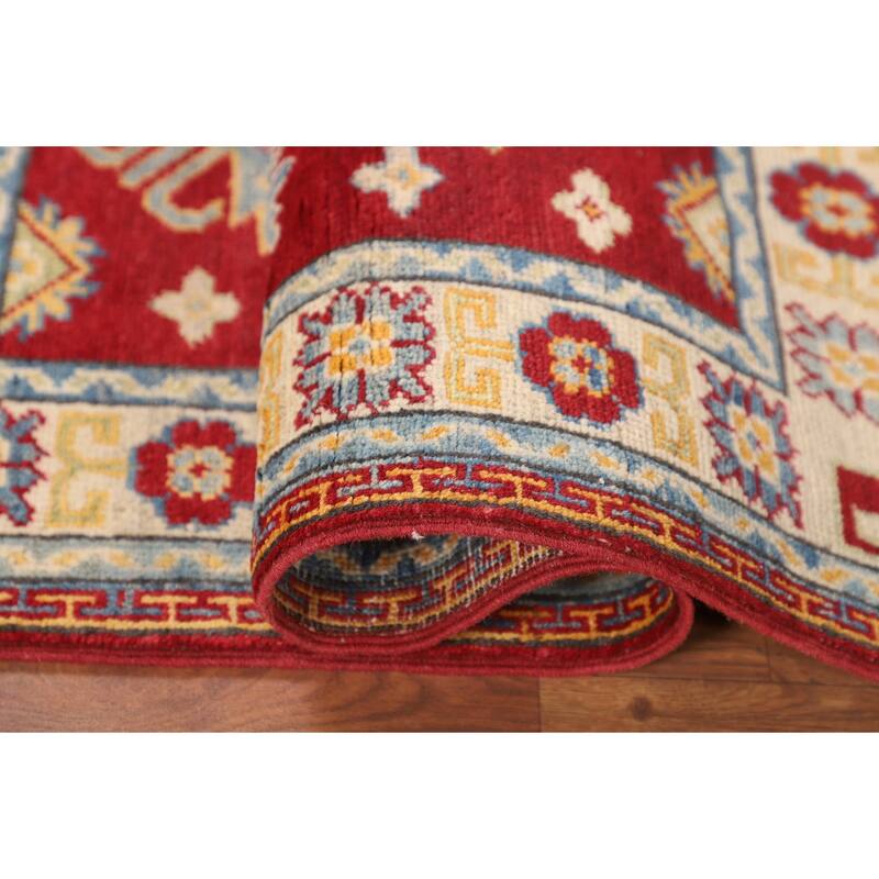 Kazak Accent Rug Hand-Knotted Red Traditional Wool Carpet - 2'7" x 3'10"