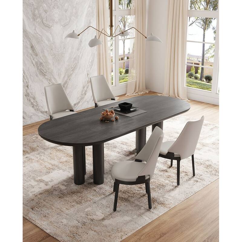 Manhattan Comfort Kara Modern Velvet Upholstered Dining Chair Set - Light Grey - Set of 2