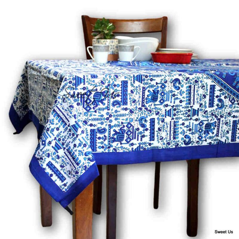 Cotton Elephant Floral Kingdom Tablecloth Rectangle