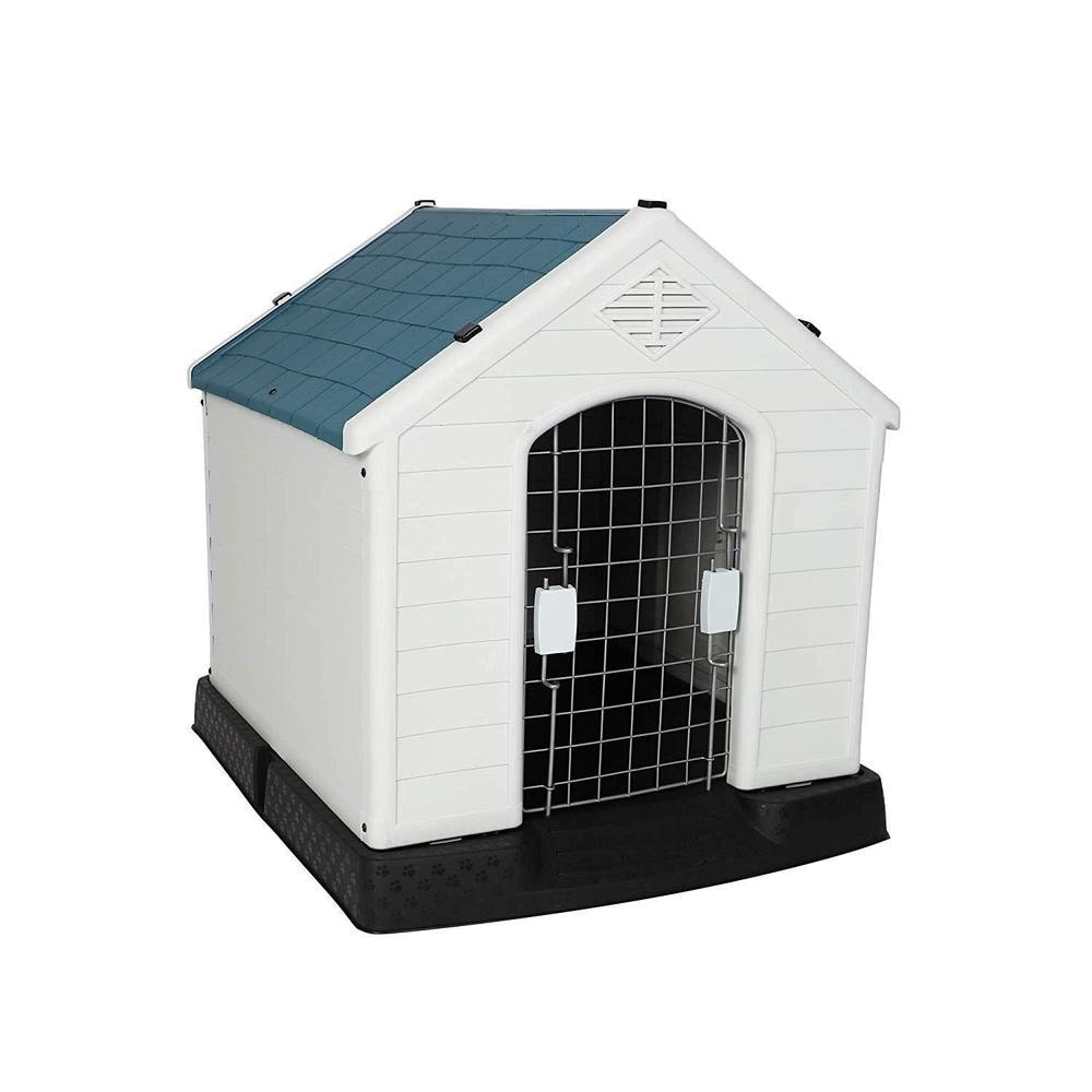 Medium Plastic Outdoor Dog House with Door Weatherproof Kennel