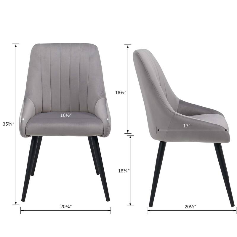 Contemporary Upholstered Velvet Dining Side Chairs - 23.5L×20.5W×35.5H