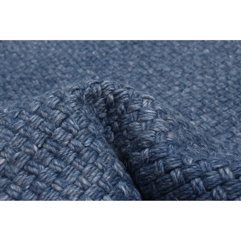 ECARPETGALLERY Braid weave Sienna Blue Wool Rug - 2'6 x 7'10