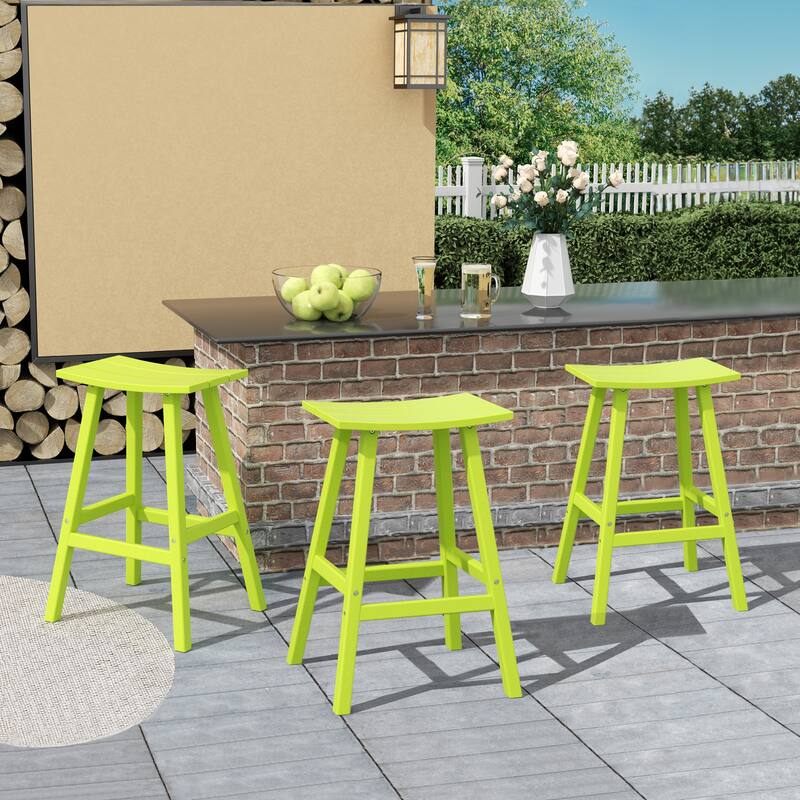 Laguna Hdpe All Weather Outdoor Patio 29" Saddle Seat Bar Stool (Set Of 3)