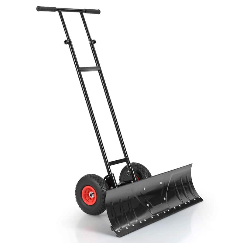 Costway 36" Snow Shovel Pusher with 10" Inflatable Wheels Adjustable - See Details - See Details