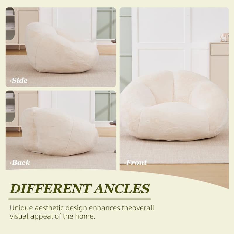 HOMEFUN Fabric Upholstered Oversized Round Comfy Bean Bag Lazy Sofa for Living Room