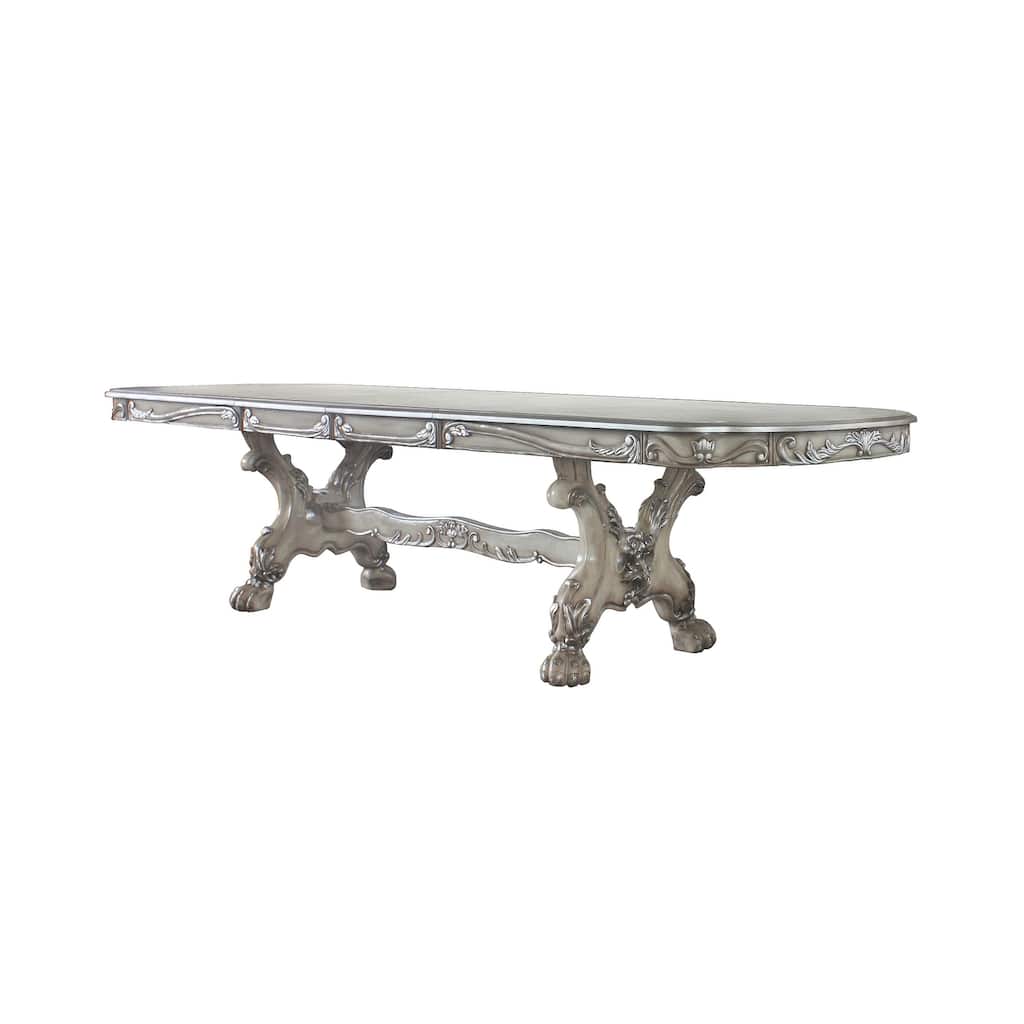 Anastasia Vintage Bone White Dining Table with Removable Leaf