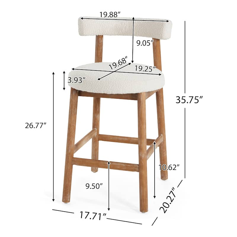 Christopher Knight Home - Riven Natural Rubberwood 26.77" Counter Stool Set with Beige Upholstery