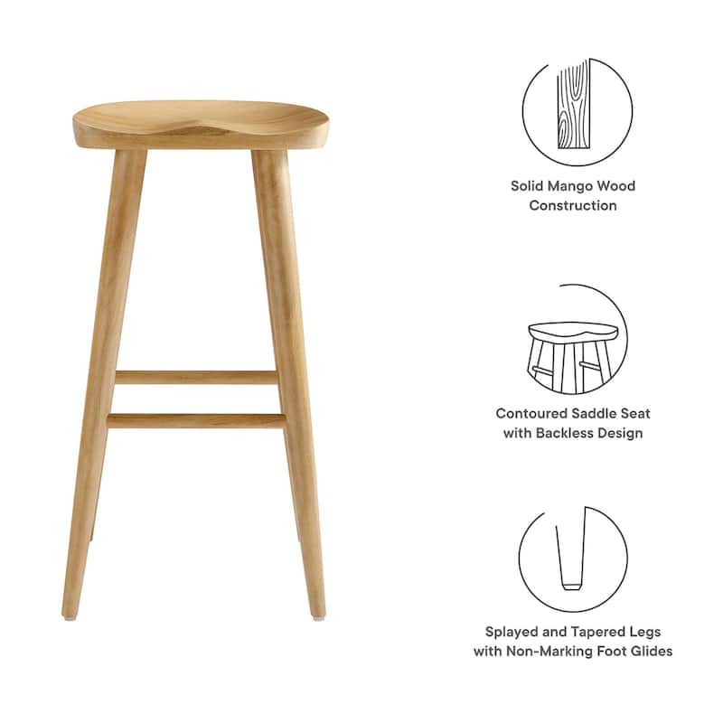 Saville Backless Wood Bar Stools - Set of 2