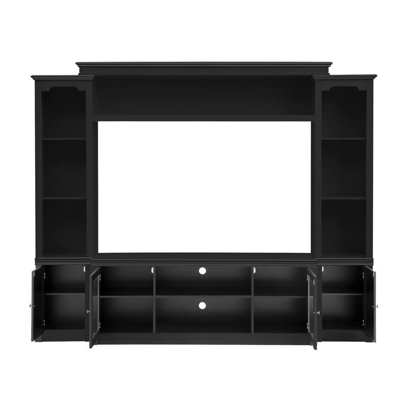 Modern Entertainment Center Wall Unit for TVs up to 65",70.87" TV Console Unit with Bookshelves & Tempered Glass Doors