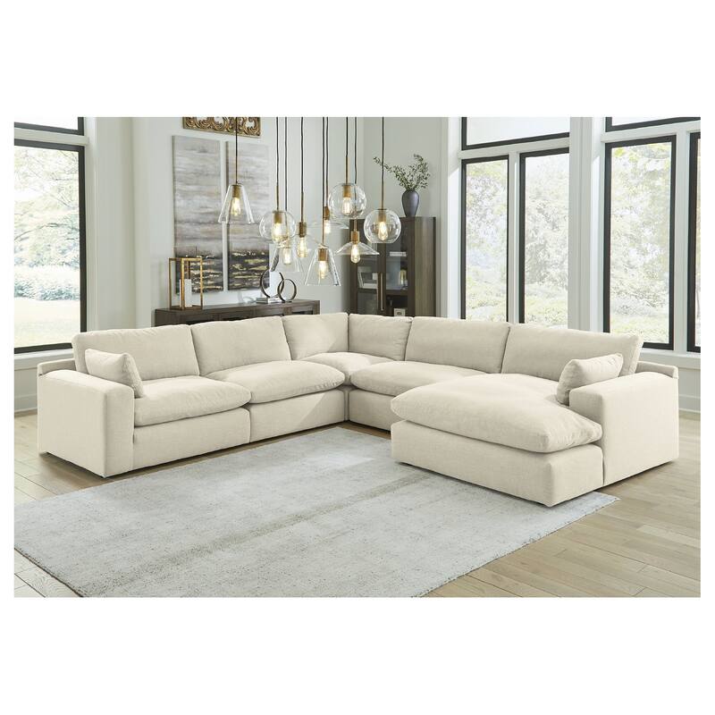 Signature Design by Ashley Elyza Ivory 5-Piece Sectional with Chaise - 135"W x 135"D x 36"H - Left Facing