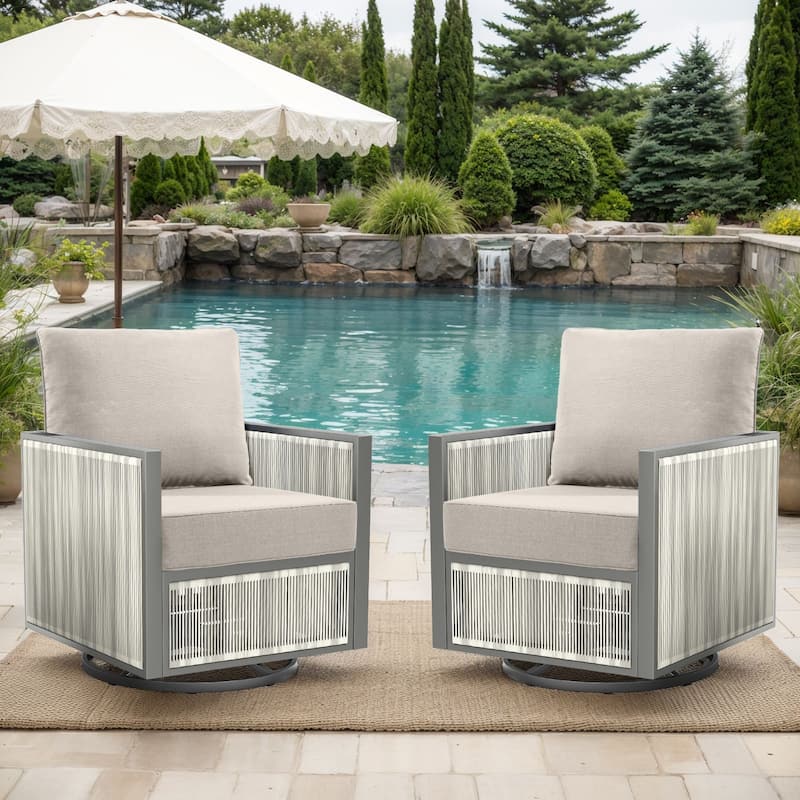 2 Pairs 6 Inch Seat & Back Cushion - Beige - 6 Inch