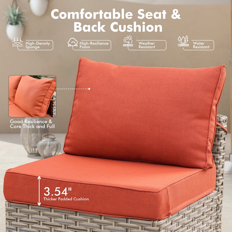 OVIOS 5 Pieces Outdoor Wicker Furniture Set With Solar-Powered Coffee Table