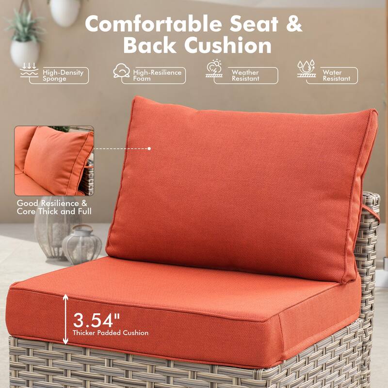 OVIOS 7 Pieces Outdoor Wicker Furniture Set With Solar-Powered Coffee Table&Fire Pit
