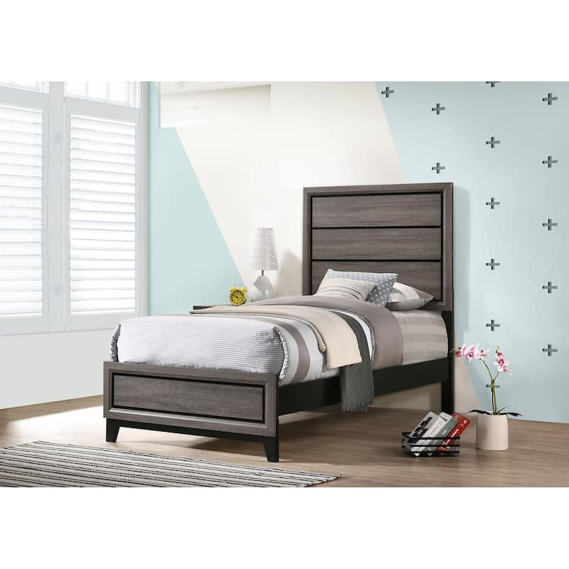 Watson Transitional Wood Panel Bed Grey Oak