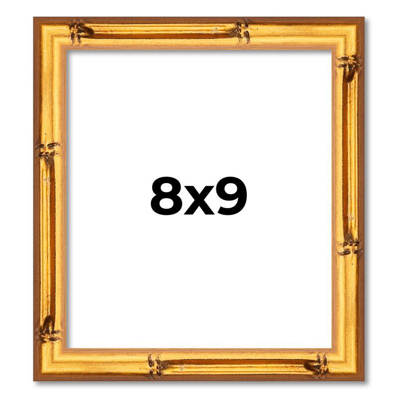 8x9 Frame Gold Bamboo Picture Frame Modern Photo Frame Includes UV Acrylic Shatter Guard Front Acid Free Foam Backing Board