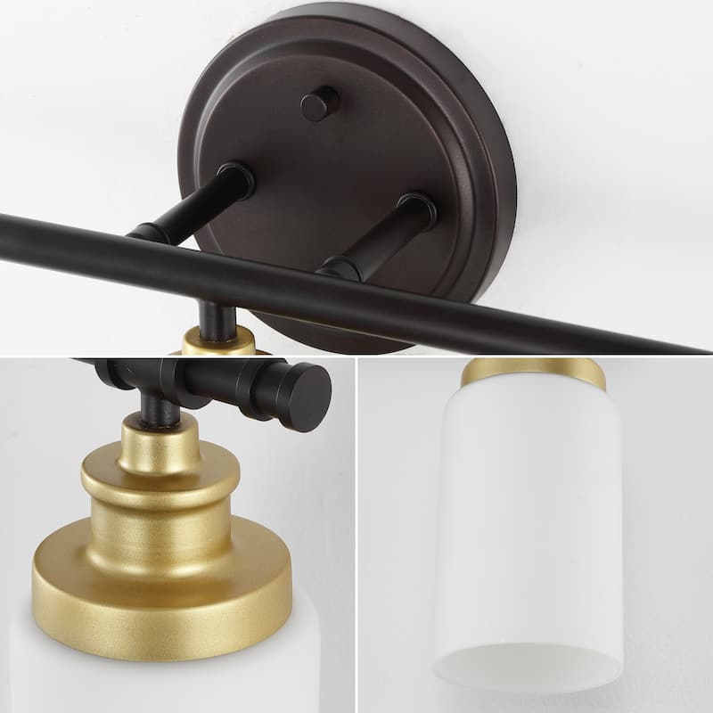Hugo 23.25" 3-Light Classic Vanity Light with Frosted Glass Shades and Bathroom Hardware Accessory Set, (5-Piece) by JONATHAN Y