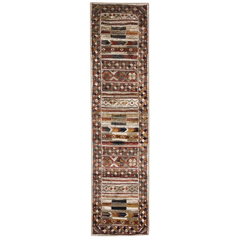 Liora Manne Ashford Tribal Indoor Rug Cool - 1'11" x 7'6" Runner - Warm