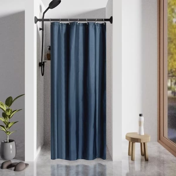 slide 2 of 10, Fabric Water Repellent Shower Curtain Liner 36"Wx72"L - Navy Blue