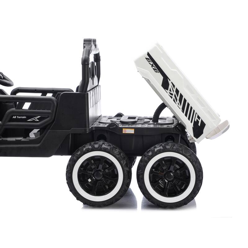24V 2 Seater Ride on Dump Truck, 4WD 6-Wheel Ride on Toys with Remote Control, Ride on UTV Car with Electric Dump Bed
