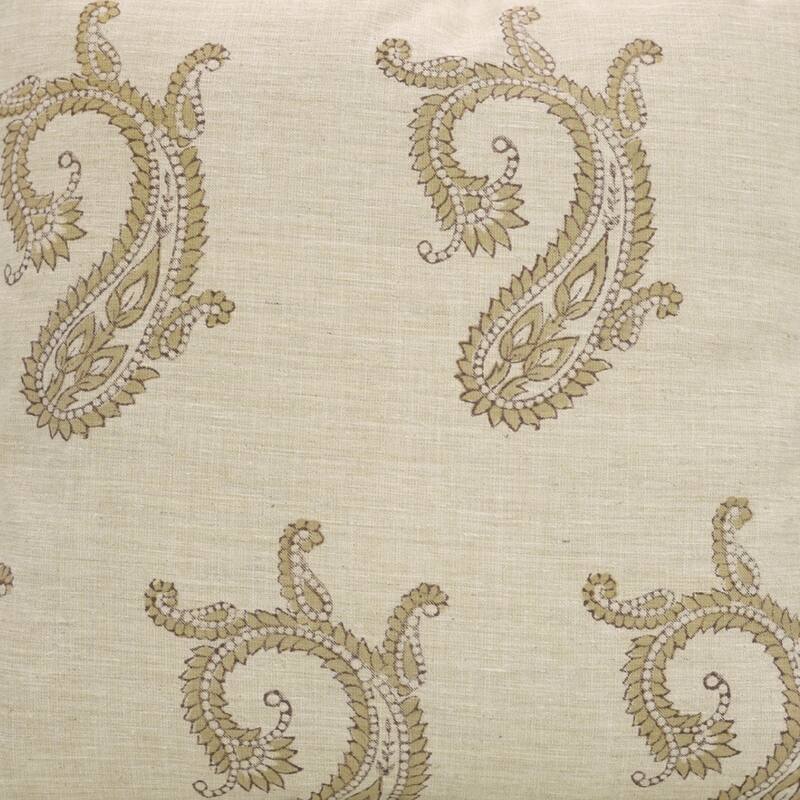 Fabdivine Soft Linen Cushion Cover Floral Block Print for Farmhouse Mustard Living Room or Office Décor, Banke Bihari