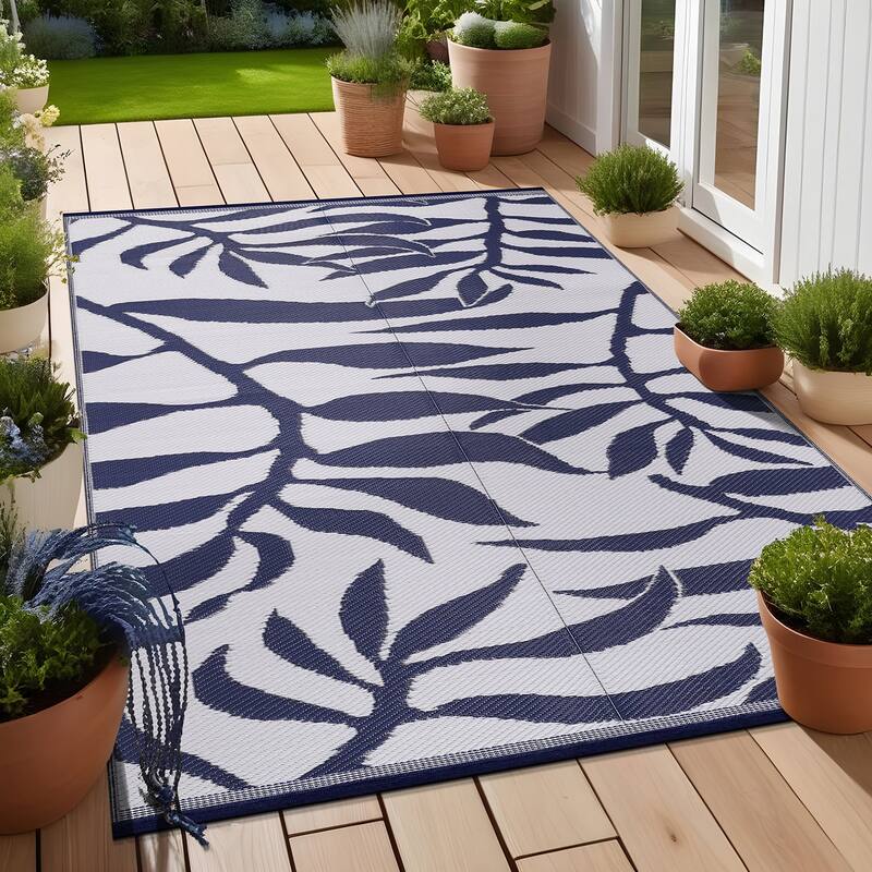 Beverly Rug Tropical Blue Reversible Outdoor Area Rug