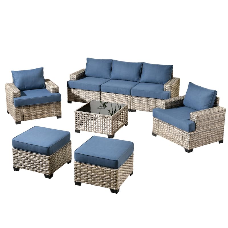 HOOOWOOO 8-piece Outdoor Sofa Patio Wicker Furniture Sectional Set with Coffee Table