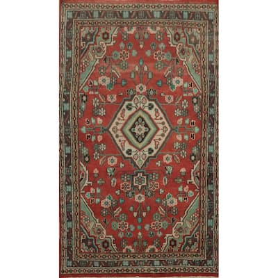 Hand Knotted Oriental 100% Wool Carpet Traditional Geometric Red Mahal Area Rug - 6' 1'' X 3' 7''