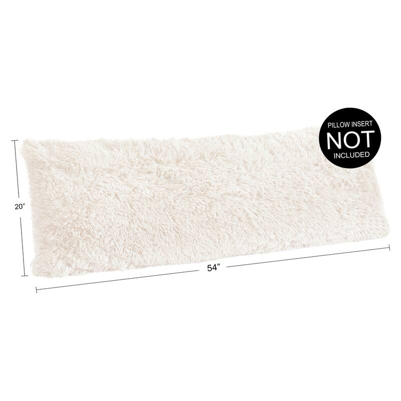 Sweet Jojo Designs Ivory Boho Faux Fur Body Pillow Case (Pillow Not Included) Bohemian Shabby Chic Farmhouse Rustic Fuzzy Luxury