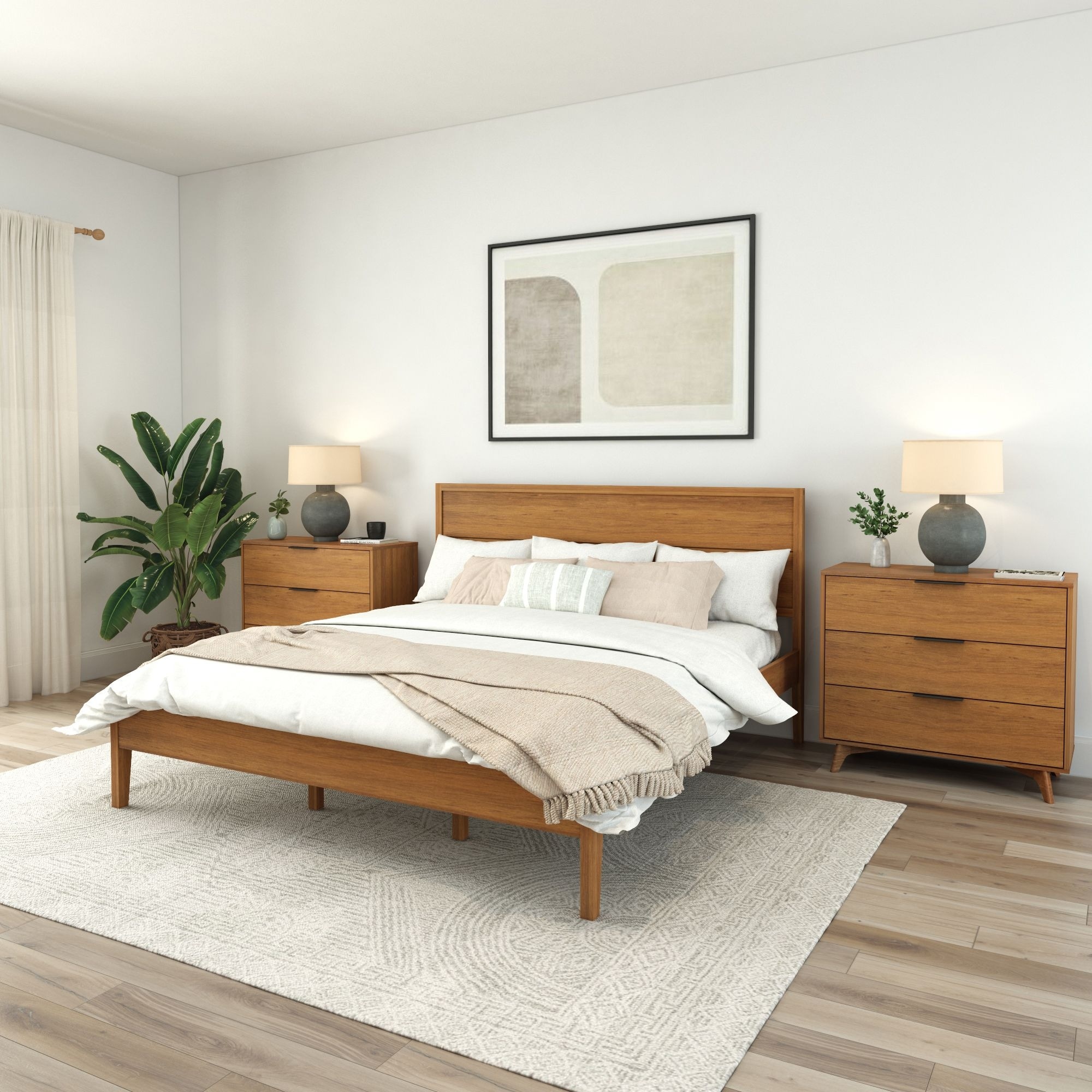 Plank and Beam Solid Wood Modern Platform King Size Bed