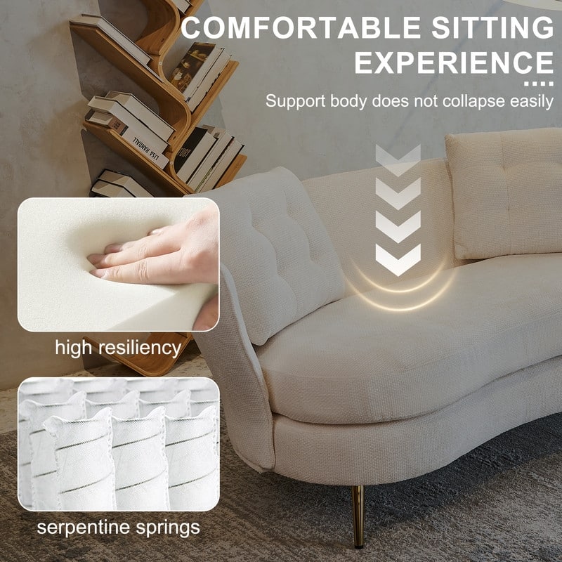 Contemporary Velvet Upholstered Tufted Loveseat Sofa,Living Room Couch with Golden Metal Legs