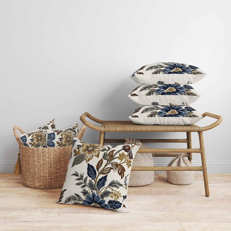 Cobalt Meadow Faux Suede Reversible Throw Pillow Green and Blue