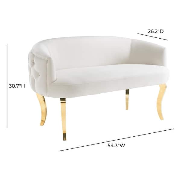 Adina White Velvet Loveseat with Gold Legs 14096447