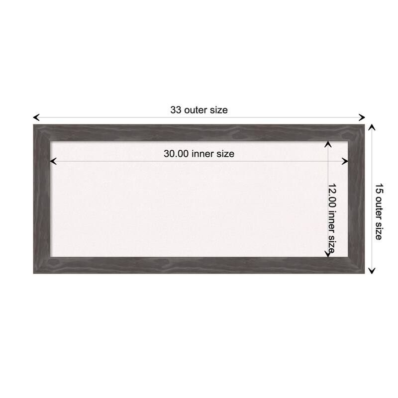 Woodridge Rustic Grey Wood Framed White Corkboard Bulletin Board - Board Size 30x12