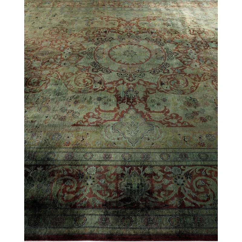 Overton Hand Knotted Wool Vintage Inspired Modern Contemporary Overdyed Gray Area Rug - 9' 3" x 12' 0"