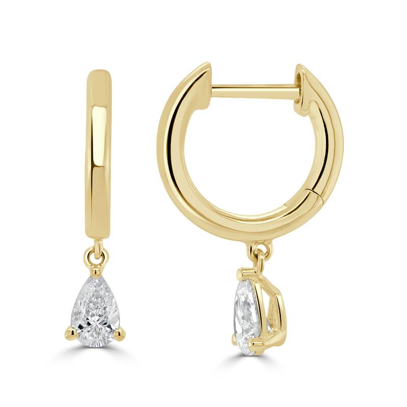 Joelle Collection Diamond Pear Shape Drop Earrings 14K Gold - Yellow