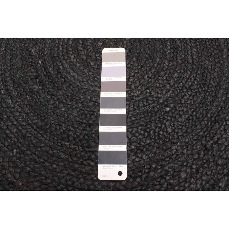 ECARPETGALLERY Braided Weave Palas Denizli Black Jute Rug - 3'10 x 3'10