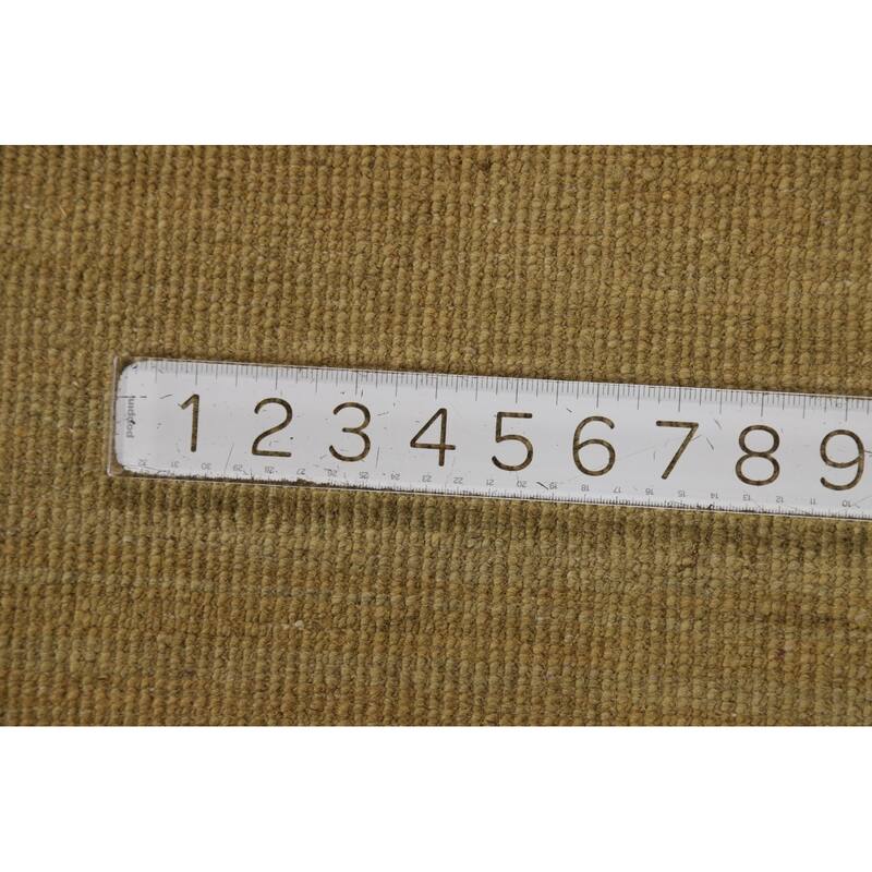 Contemporary Gabbeh Oriental Area Rug Handmade Green Wool Carpet - 6'5" x 9'7"