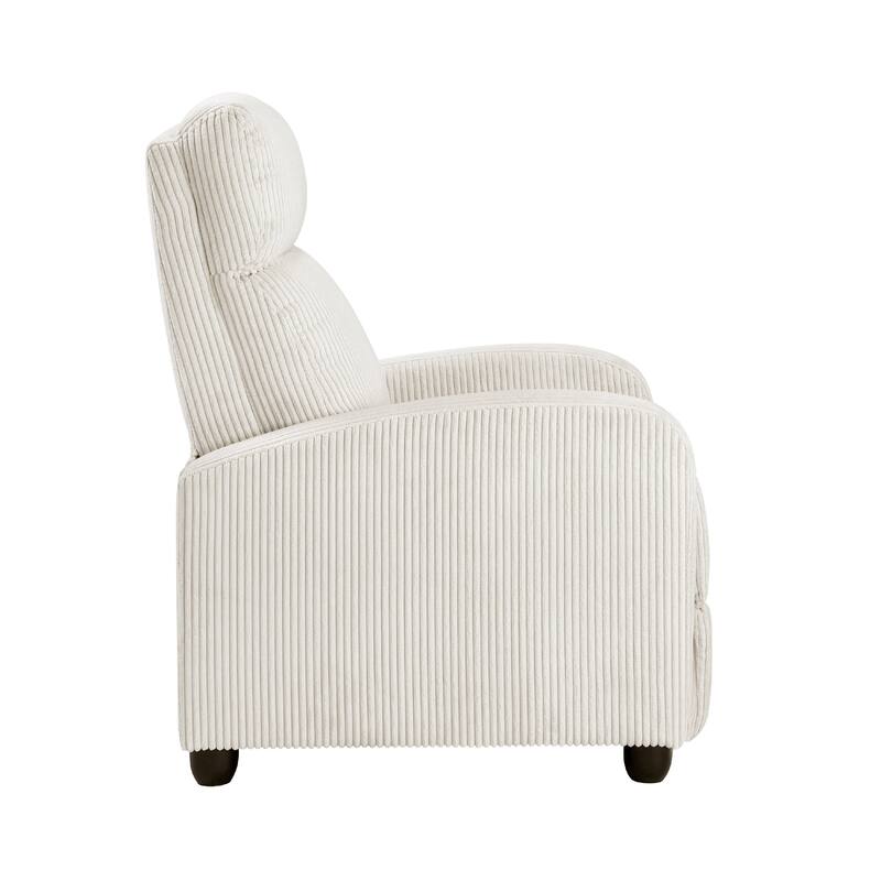 Pary Manual Push Back Reclining Chair with Beige Ribbed Corduroy