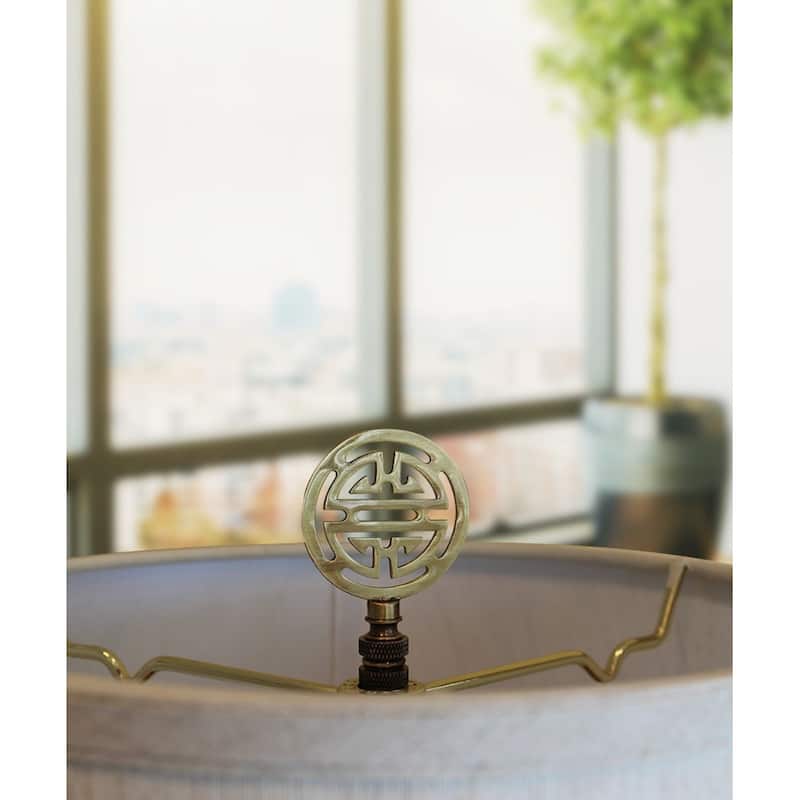 Vintage Scroll Solid Brass Lamp Finial Antique Brass, 2.8"h
