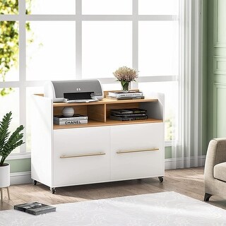 2-drawer Rolling File Cabinet, Mobile Lateral Filing Cabinet on Wheels