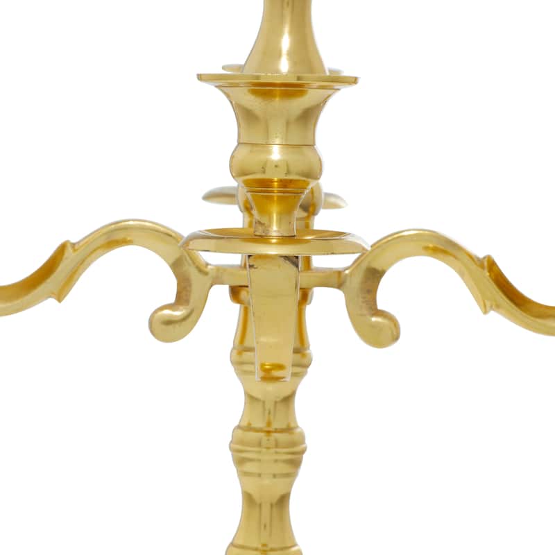Aluminum Metal Candelabra - Gold - Roche River Decor - 14"W x 14"L x 25"H